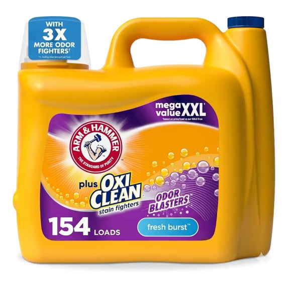 ARM & HAMMER Plus OxiClean with Odor Blasters Liquid Laundry Detergent, Fresh Burst, 200.2 Fl Oz